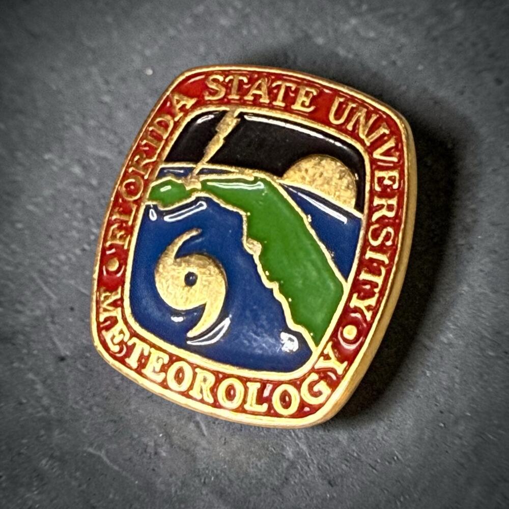 Vintage Florida State University Meteorology Lapel Pin Gold Tone Enamel